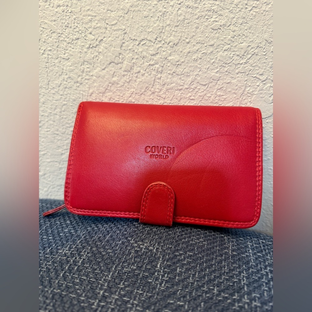 Coveri World Red Genuine Leather Wallet Italian